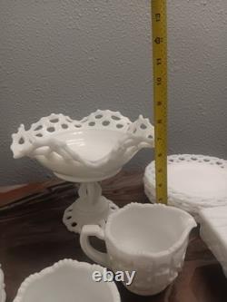 Vintage 13pc Milk Glass Set