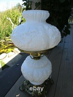 Vintage 18 Fenton Glass Gloss White Poppy Gwtw Lamp 3 Way Lighting