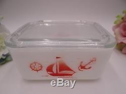 Vintage 19 PC McKee Milk Glass Sailboat Ship Refrigerator Dish Containter Set