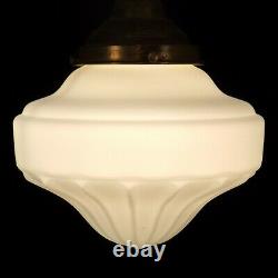 Vintage 1920 Satin White Milk Glass Globe Pendant Light Fixture Foyer Porch Hall