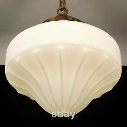 Vintage 1920 Satin White Milk Glass Globe Pendant Light Fixture Foyer Porch Hall