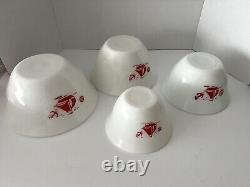 Vintage 1930's/40's McKee Sailboat Stacking Milk Glass Bowls Set Of 4 Excellent