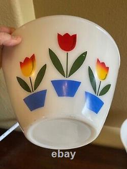 Vintage 1940s Fire King Ivory Tulip Nesting Mixing Bowls Set of 4