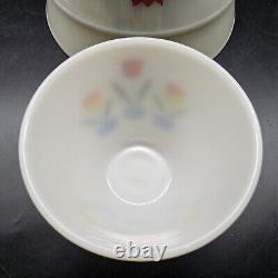 Vintage 1940s Fire King Ivory Tulip Nesting Mixing Bowls Set of 4