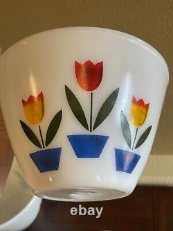 Vintage 1940s Fire King Ivory Tulip Nesting Mixing Bowls Set of 4