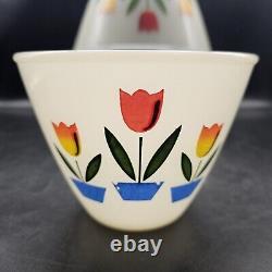 Vintage 1940s Fire King Ivory Tulip Nesting Mixing Bowls Set of 4