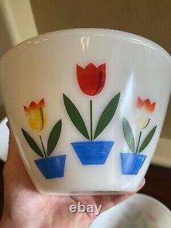 Vintage 1940s Fire King Ivory Tulip Nesting Mixing Bowls Set of 4