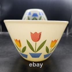 Vintage 1940s Fire King Ivory Tulip Nesting Mixing Bowls Set of 4