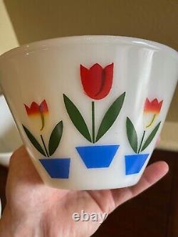 Vintage 1940s Fire King Ivory Tulip Nesting Mixing Bowls Set of 4