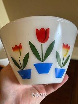 Vintage 1940s Fire King Ivory Tulip Nesting Mixing Bowls Set of 4