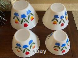 Vintage 1940s Fire King Ivory Tulip Nesting Mixing Bowls Set of 4