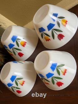 Vintage 1940s Fire King Ivory Tulip Nesting Mixing Bowls Set of 4