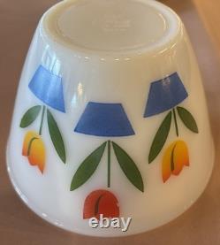 Vintage 1940s Fire King Tulip Custard Glass Mixing Nesting Bowl Set
