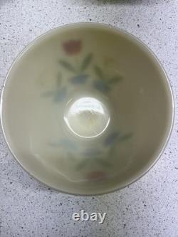 Vintage 1940s Set of 4 Fire King Ovenware Tulip Milk Glass Mixing Bowls