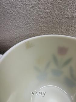 Vintage 1940s Set of 4 Fire King Ovenware Tulip Milk Glass Mixing Bowls