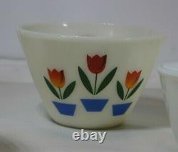 Vintage 1950'S Fire King Milk Glass Tulip Nesting Bowls Set Of 5