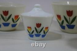 Vintage 1950'S Fire King Milk Glass Tulip Nesting Bowls Set Of 5