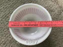 Vintage 1950's HAZEL ATLAS Red Candy Stripe 4-Pce Mixing Bowl Set Milk Glass HTF