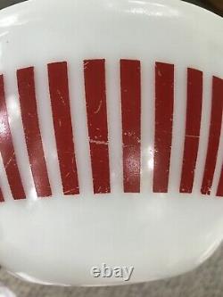 Vintage 1950's HAZEL ATLAS Red Candy Stripe 4-Pce Mixing Bowl Set Milk Glass HTF