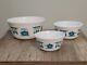 Vintage 1950's Hazel Atlas Kitchen Aids Turquoise Set Of 3 Nesting Mixing Bowls