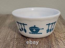 Vintage 1950's Hazel Atlas Kitchen Aids Turquoise Set of 3 Nesting Mixing Bowls