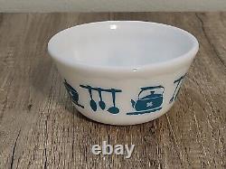 Vintage 1950's Hazel Atlas Kitchen Aids Turquoise Set of 3 Nesting Mixing Bowls