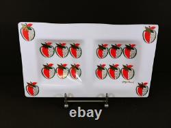 Vintage 1950s Georges Briard White Milk Glass Serving Tray 14.5 Strawberry