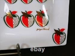 Vintage 1950s Georges Briard White Milk Glass Serving Tray 14.5 Strawberry