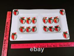 Vintage 1950s Georges Briard White Milk Glass Serving Tray 14.5 Strawberry