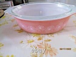 Vintage 1950s Pyrex 045 Pink Daisy 2 1/2 Quart Casserole Dish With Lid FREE SHIP