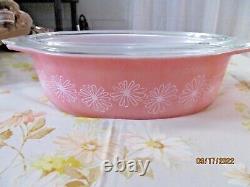 Vintage 1950s Pyrex 045 Pink Daisy 2 1/2 Quart Casserole Dish With Lid FREE SHIP