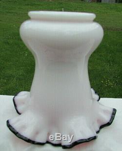 Vintage 1952 FENTON Black Rose Crest Ruffled Vase 6.75H MINTRare