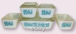 Vintage 1960's Pyrex Turquoise Amish Butterprint Refrigerator Set 8 pc set