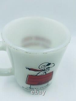 Vintage 1965 Fire King Anchor Hocking Mug CUP Peanuts Snoopy CURSE YOU RED BARON