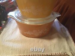 Vintage 1979 PYREX Butterfly Gold Set/3 Lidded Casserole Bowls 473, 474, & 475