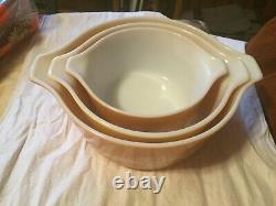 Vintage 1979 PYREX Butterfly Gold Set/3 Lidded Casserole Bowls 473, 474, & 475