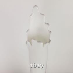 Vintage 22-Inch Tall White Hobnail Milk Glass Swung Vase With Scalloped Edge