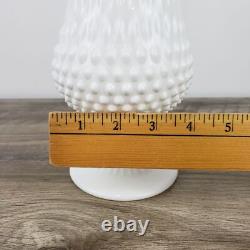 Vintage 22-Inch Tall White Hobnail Milk Glass Swung Vase With Scalloped Edge
