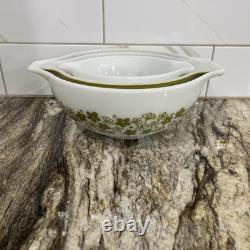 Vintage 3 Pyrex Spring Blossom Green Crazy Daisy Cinderella Mixing Bowls