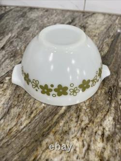 Vintage 3 Pyrex Spring Blossom Green Crazy Daisy Cinderella Mixing Bowls