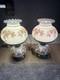 Vintage 3-way Hurricane Gone With The Wind Table Lamp White Milk Glass With Roses