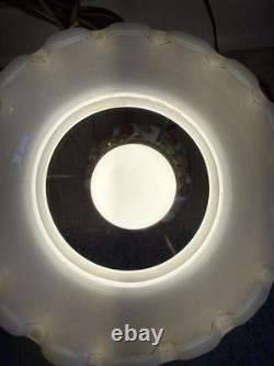 Vintage 3-Way Hurricane Gone With the Wind Table Lamp White Milk Glass with Roses