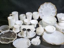 Vintage 30 WHITE MILK GLASS MIXED LOT
