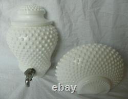 Vintage 3Pc Fenton Milk Glass Hobnail Lavabo Wall Pocket Fountain Basin