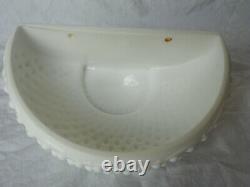 Vintage 3Pc Fenton Milk Glass Hobnail Lavabo Wall Pocket Fountain Basin