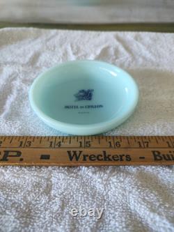 Vintage 5-Star Hotel de Crillon Paris Ashtray Dish White Light Blue Milk Glass