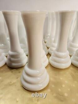 Vintage 6 WHITE MILK GLASS BEE HIVE BUD VASES, BULK LOT OF 29