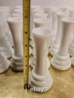 Vintage 6 WHITE MILK GLASS BEE HIVE BUD VASES, BULK LOT OF 29