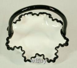 Vintage 7 Fenton Ebony (Black) Crest Milk Glass Basket