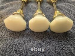 Vintage 8 Point 3 Pair White Milk Glass DoorKnobs